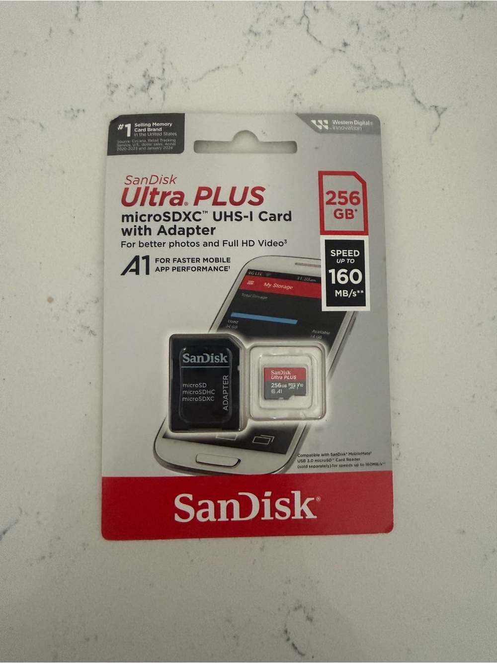 SanDisk Ultra microSDXC UHS-I Card with SD Adapter, 256 GB Memory Card NEW